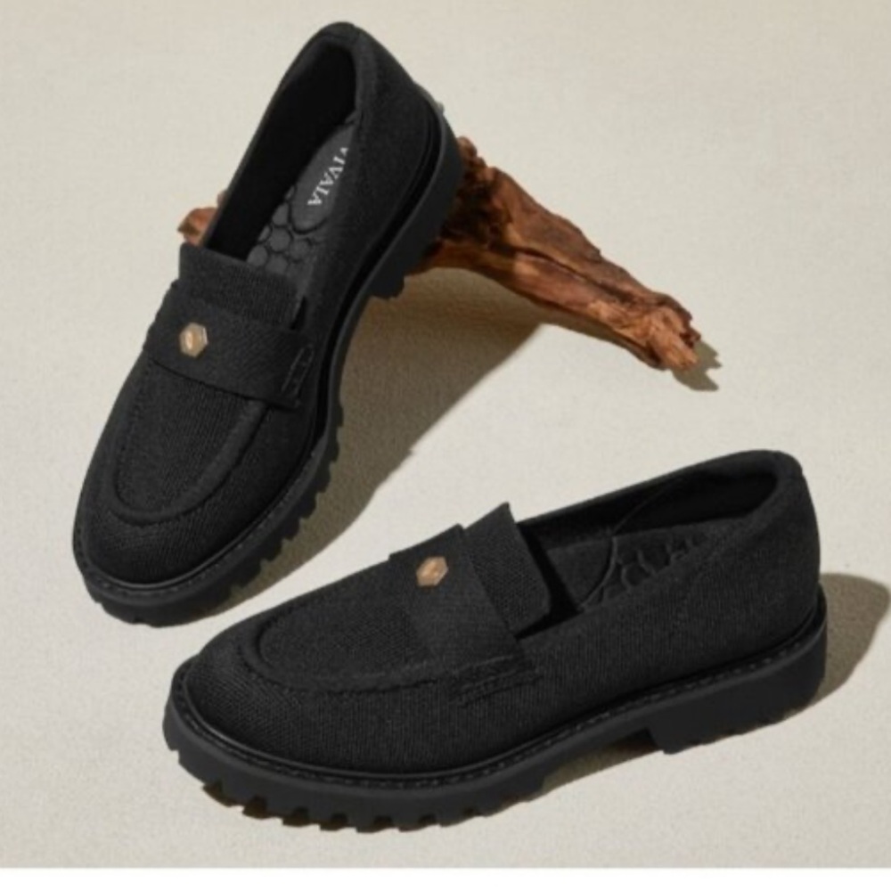 Vizzano Black Knit Penny Loafers for Women